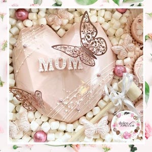 Breakable Chocolate Heart with Butterflies - smash heart with hammer - chocolate gift for mom on Mother’s Day