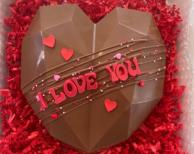 Chocolate Breakable Heart with Heart Details -smash heart with hammer - anniversaries, Valentine’s Day, birthdays, proposals