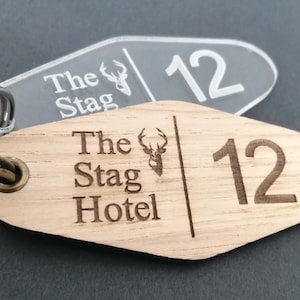 Hotel B&B Business Office Keytags Keyrings Diamond Shaped Personalised Key Fobs Large Size with Business logo