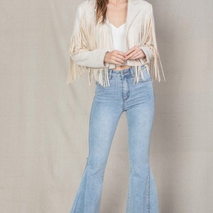 Walford Cropped Fringe Faux Suede Jacket // Moto Fringe Jacket - Etsy