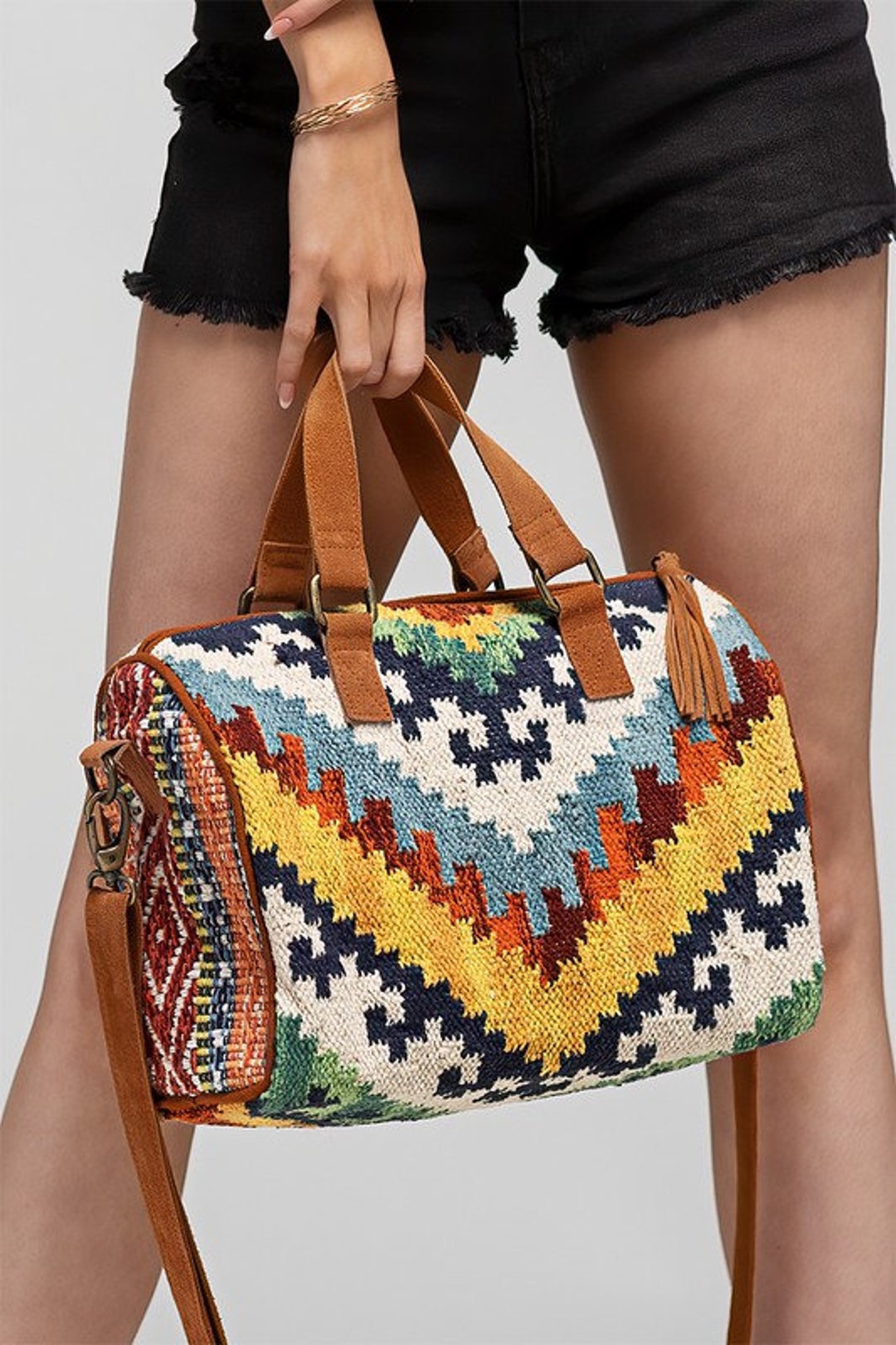 Belmont Boston Bag Handmade Ethnic MINI Duffel Bag // Aztec Duffel Bag