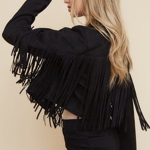 Lithologie Co. Walford Cropped Fringe Faux Suede Jacket // Moto Fringe ...