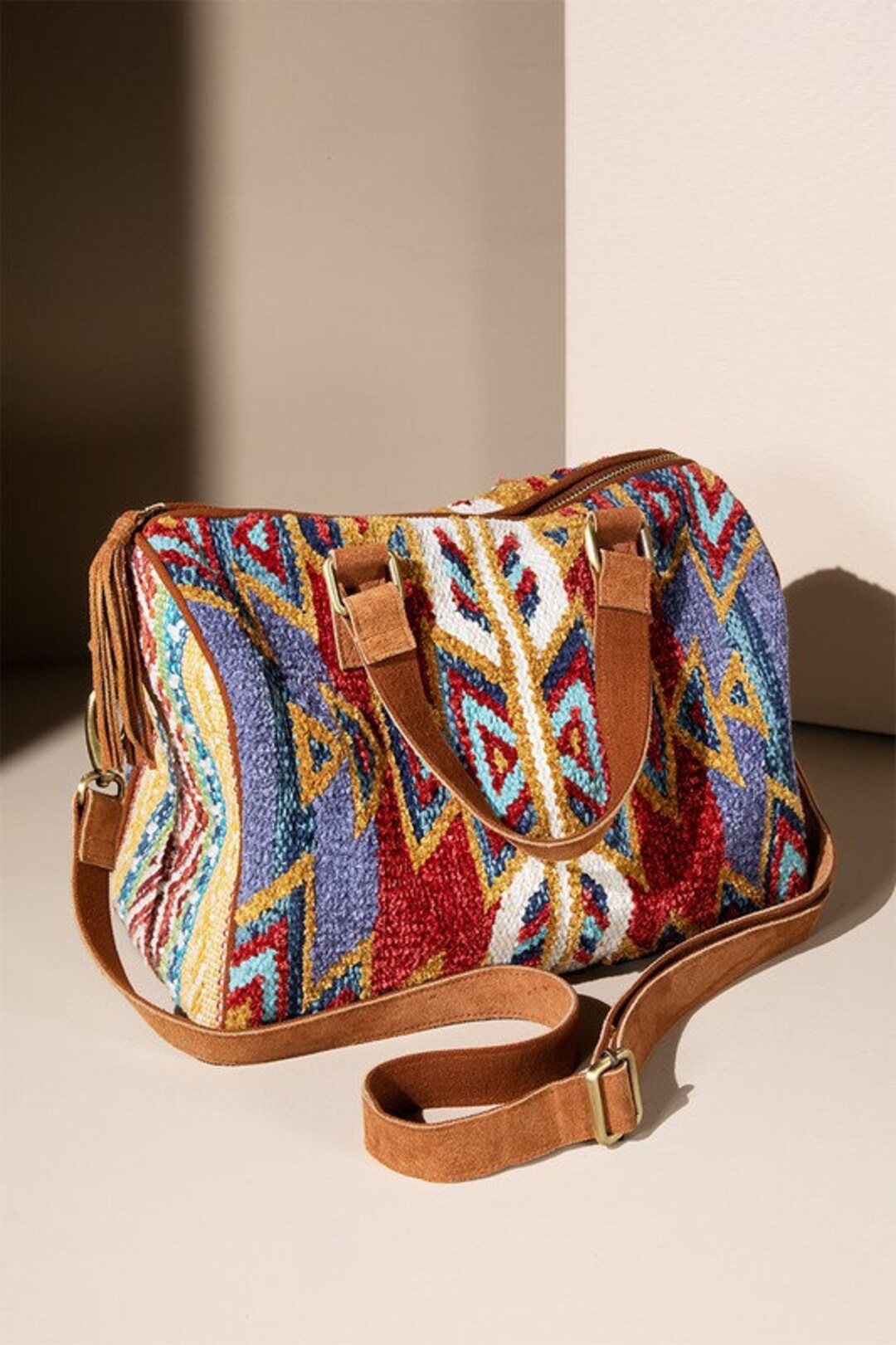 Belmont Boston Bag Handmade Ethnic MINI Duffel Bag // Aztec Duffel Bag
