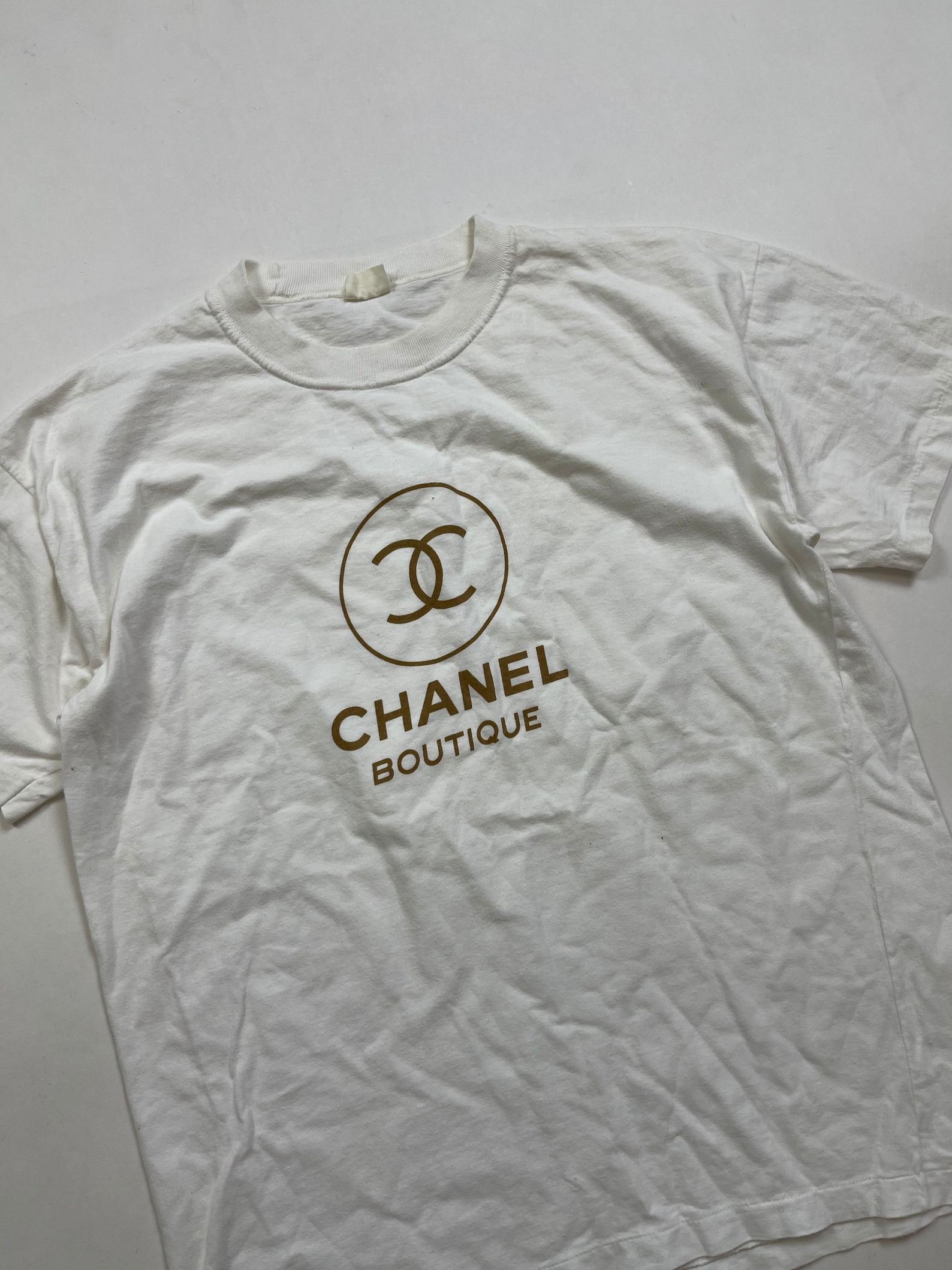 Chanel white big logo T-shirt tee shirt vintage | Etsy