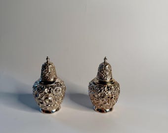 Salero y pimentero antiguos de plata de Weidlich Brothers Mfg. Co.