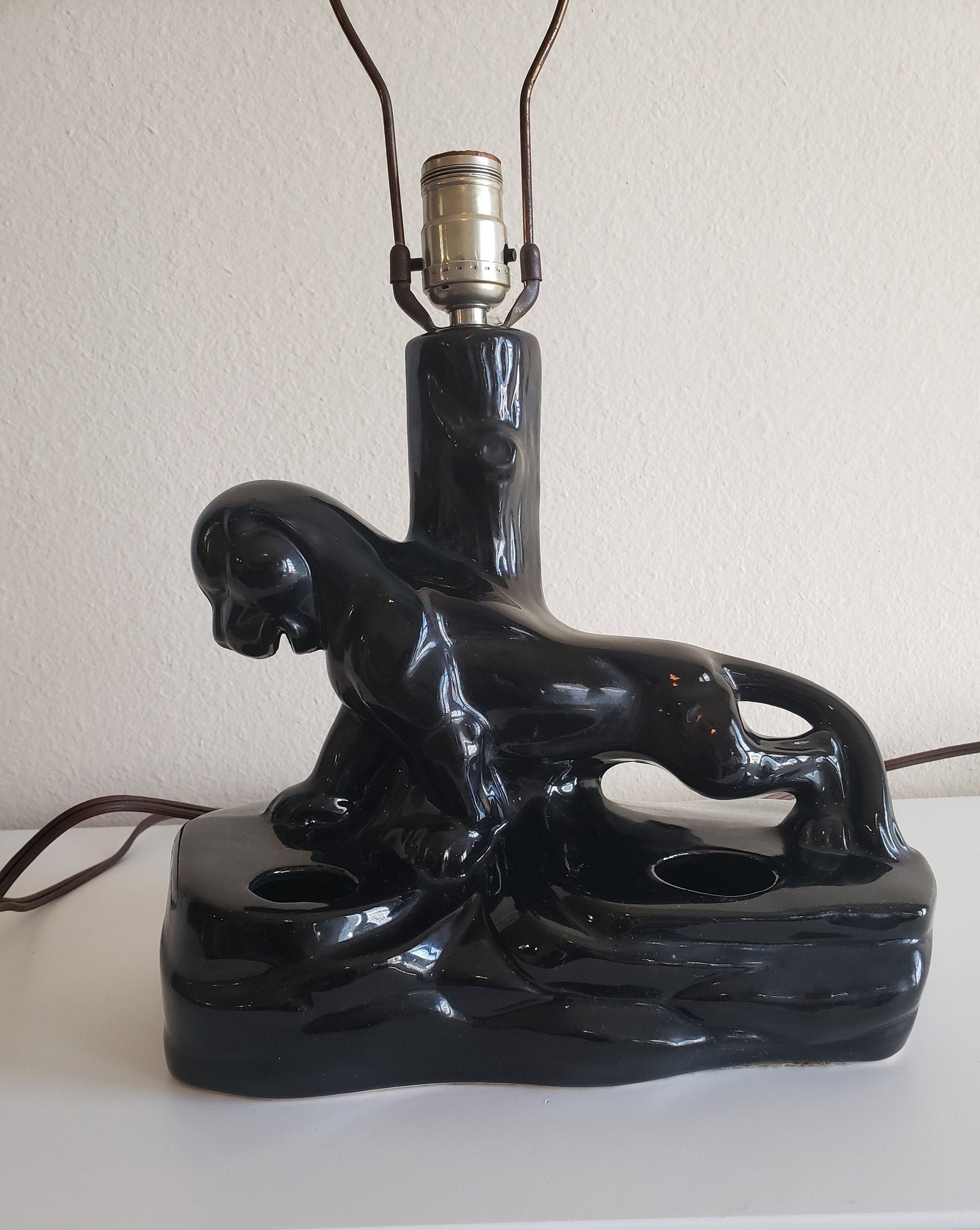 MidCentury Modern Panther Lamp with Shade Vintage Etsy