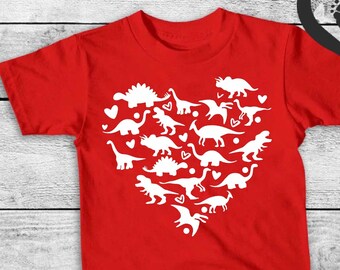 Dinosaurs Heart Kids Shirt,Dinosaurs Baby Bodysuit,Dinosaurs Lover Shirt,Heart of Dinosaurs Shirt,Valentine's Gift Shirt,Valentines Kids Tee