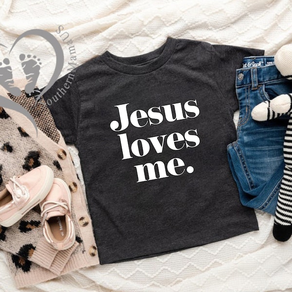 Jesus Loves Me Shirt, Jesus Easter Kids Shirts, Christian Baby Onesie®, Religious Shirt, Faith Shirt, Christian Youth T-Shirt, Catholic Baby