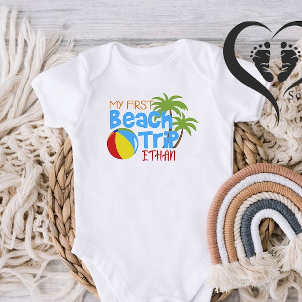 Personalized My First Beach Trip Toddler Shirt,Custom My First Beach Trip Baby Onesie®,Infant Beach Tee,Kids Summer Outfit,Kids Beach Shirts