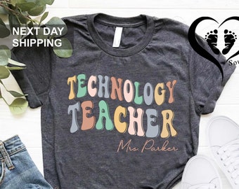 Personalized Technology Teacher T-Shirt,Back To School Shirt, Custom Name Teacher Gift, Teacher Appreciation  Tee, Custom Team Teacher Shirt