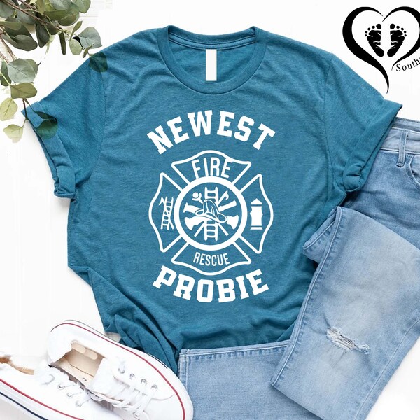 Firefighter T-shirt,Newest Probie Shirt,Cute New To The Crew Shirt,Firefighter Rescue Gift Shirt, Funny Firefighter Outfit, Firefighter Gift