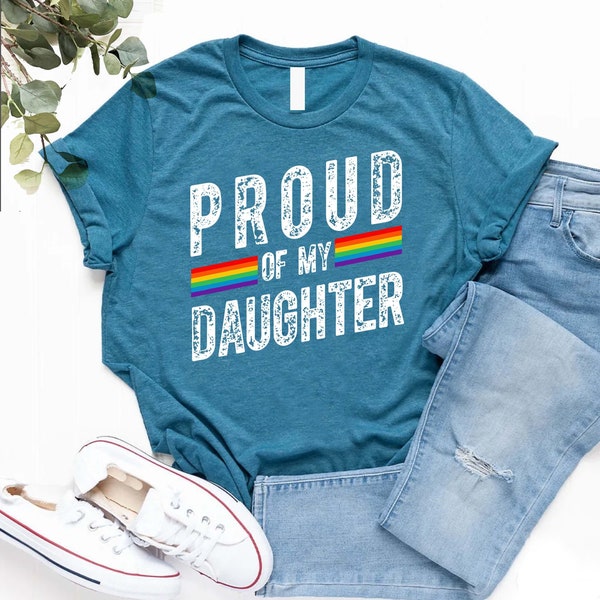 Proud Of My Daughter Shirt, LGBTQ Shirts,LGBT Mama Shirt,LGBT Mom Shirt,Proud Mom Shirt,Retro Rainbow Shirt,Lgbtq Support Shirt,Pride Parade