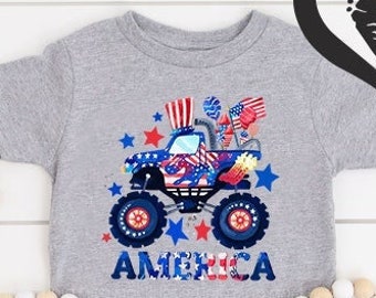 4th July Kids Shirt, Memorial Day Toddler Gift Shirt, American Flag Truck Tee, Kids Patriotic Shirt,Veterans Day Baby Onesie®, American BABE