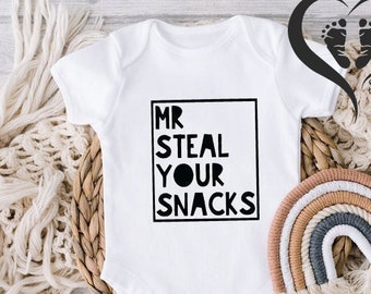 Mr Steal Your Snacks Shirt, Funny Toddler Shirt, Snack Shirt, Funny Snack Shirt, Funny Saying Baby Bodysuit, Cute Baby Clothes, Trendy Baby