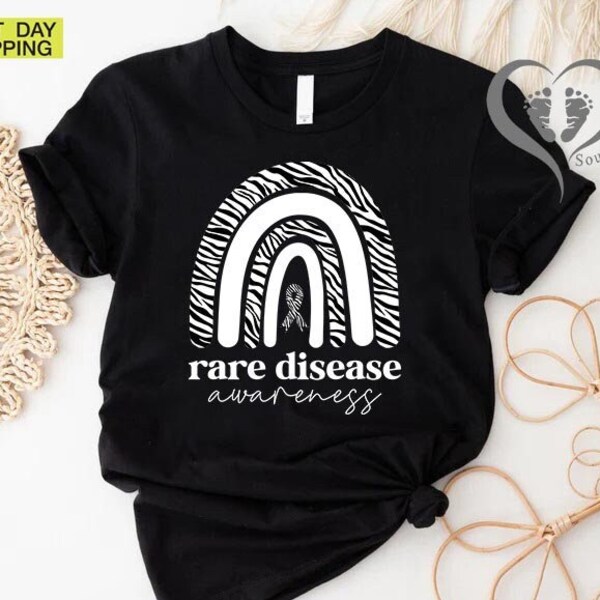 Rare Disease Awareness T-shirt, Rare Disease Rainbow Shirt, Zebra Ribbon Tee, Zebra Rainbow Rare Disease Shirt, Rare Disease Day Shirt Gift