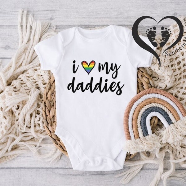 I Love My Daddies Baby Onesie®, Gay Fathers Day Shirt, LGBT Dad Shirt, Gift for Gay Friend, New Dad Shirt, 1st Fathers Day Gift For Friend