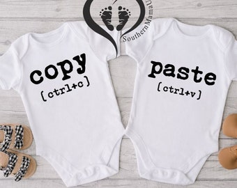 Copy Paste Twins Onesie®, Matching Sibling Shirt, Matching Twin Outfits, Twins Clothing, Gift For Twins, Developer Shirt, Twins Announcement