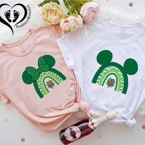 Mickey Minnie St Patrick's Day Shirt,Shamrock Leopard Rainbow St Patrick's Day Tee,Personalized Shamrock Gift,Disney Patrick's Matching Tees