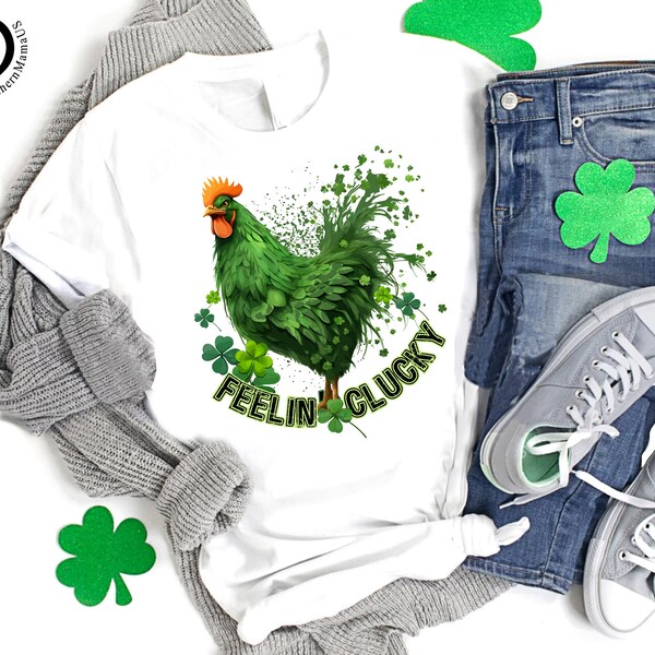 Funny St Patricks Shirt,Chicken St Patricks Day Shirt, St Pattys Chicken Shirt, Shamrock Chicken Mom Tshirt, Irish Shirt,Feeling Lucky Shirt