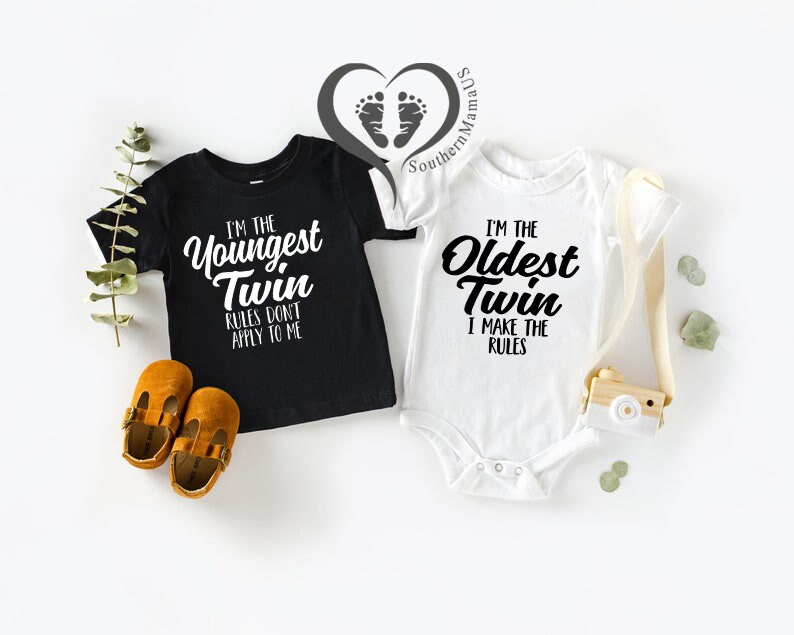 Funny Twin Onesies®, Matching Sibling Shirts, Matching Twin Outfits, Twins Clothing, Gift For Twins, Best Friend Outfit, Twins Announcement Bild 4