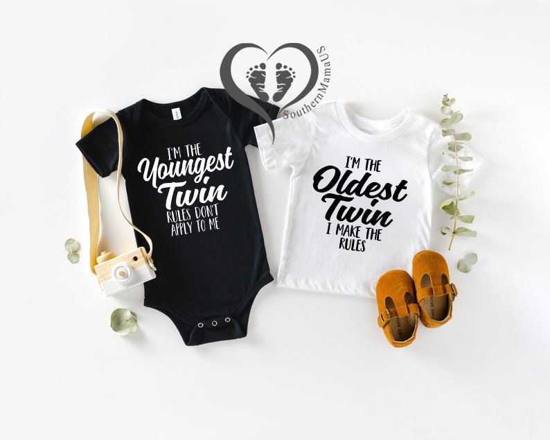 Funny Twin Onesies®, Matching Sibling Shirts, Matching Twin Outfits, Twins Clothing, Gift For Twins, Best Friend Outfit, Twins Announcement Bild 5