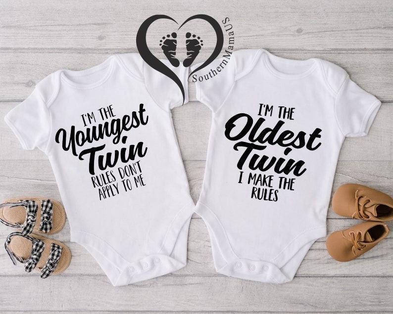 Twin onesies funny cheap