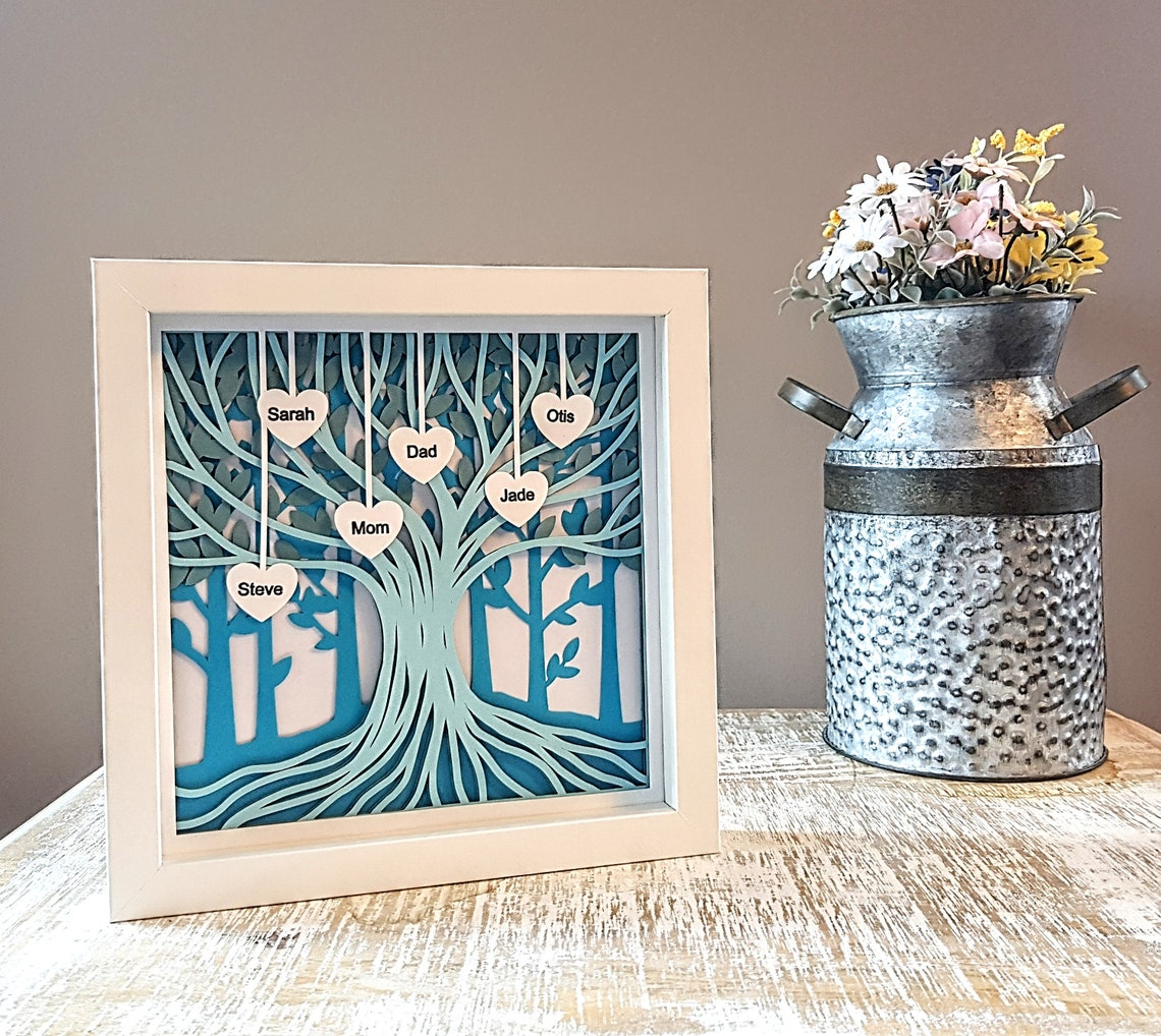 3D Family Tree Shadow Box Fall Home Decor Layered 3D Family Etsy