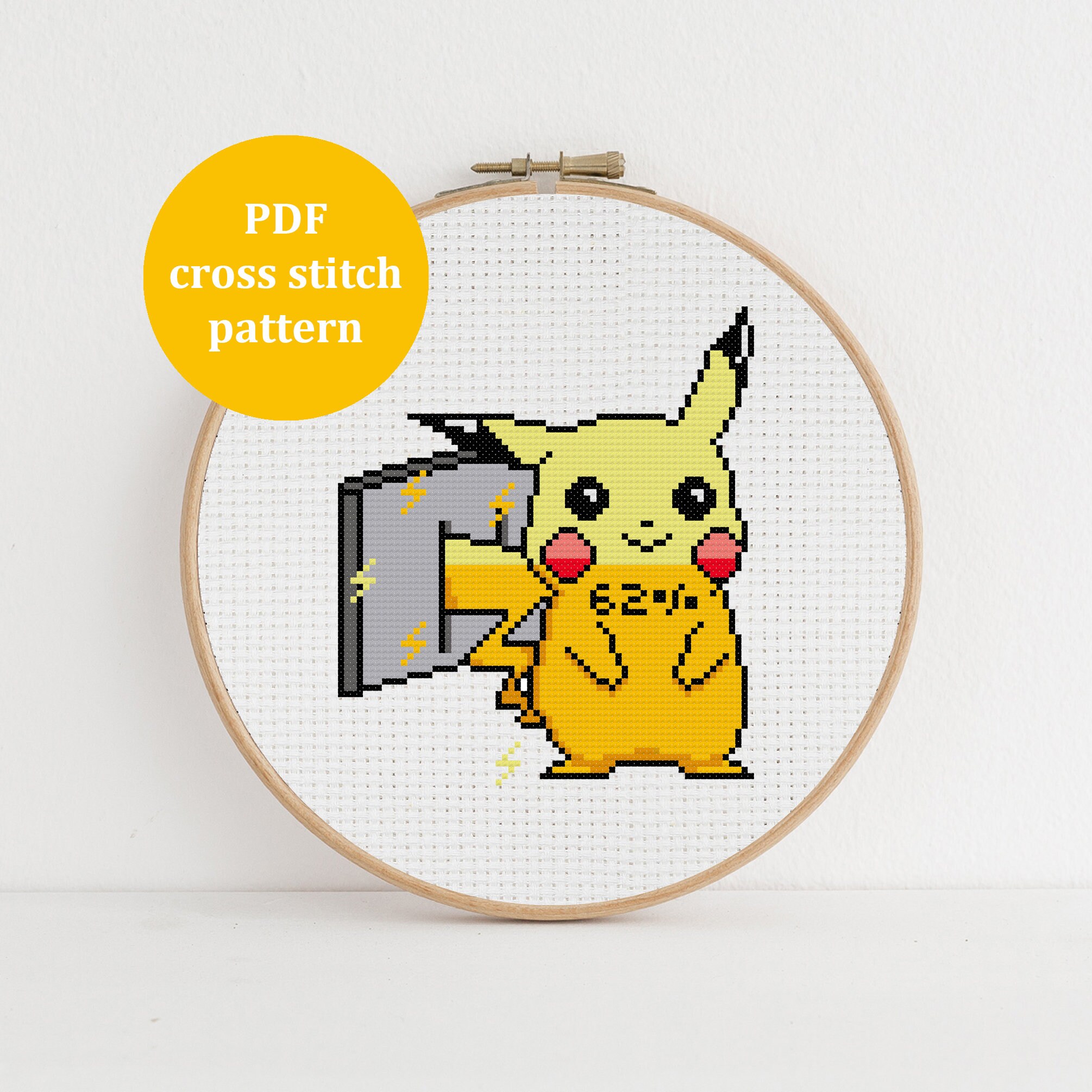 PIKACHU cross stitch pattern. Pokemon cross stitch. Funny Etsy
