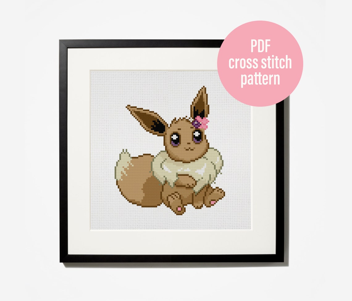 EEVEE Cross Stitch Pattern. Pokemon Cross Stitch. Anime Cross Etsy