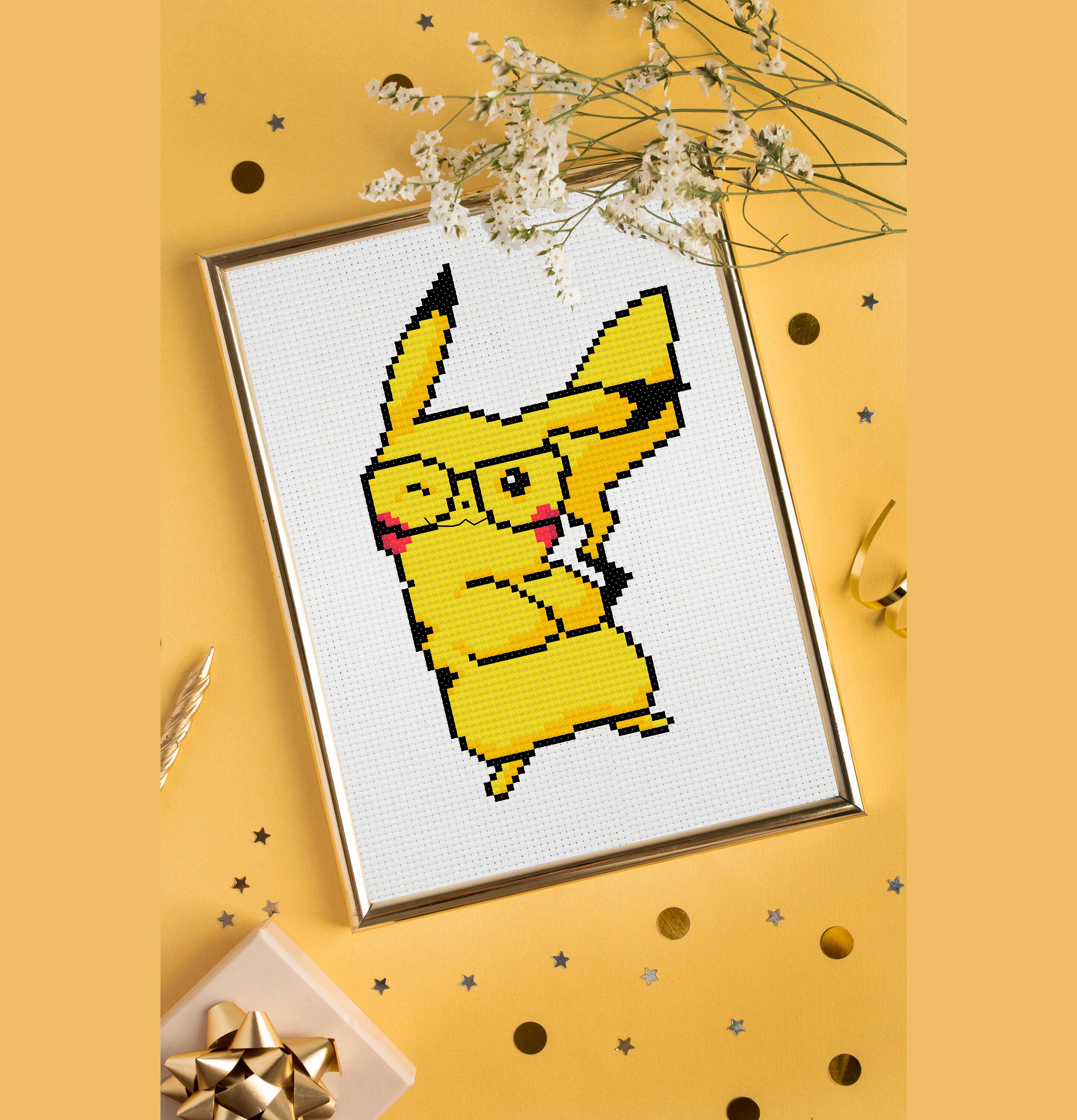 Pikachu cross stitch pattern PDF. Pokemon cross stitch. Anime Etsy