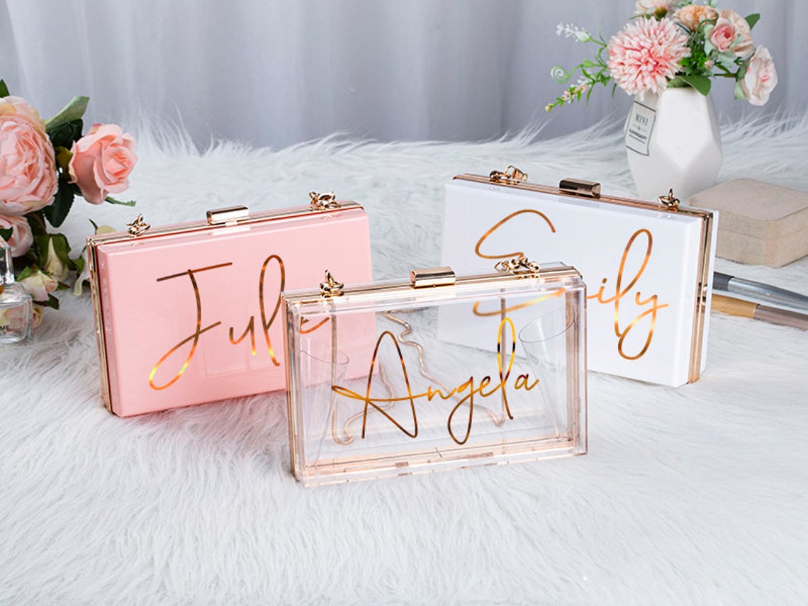 Personalized Bridesmaid Acrylic Clutch
