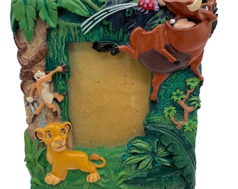 Disney Lion King Simba Timon Pumbaa 3D Resina Marco 2.5x3.5 Vintage 90s