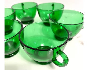 ヴィンテージ アンカーホッキング フォレストグリーン ガラスカップ 6