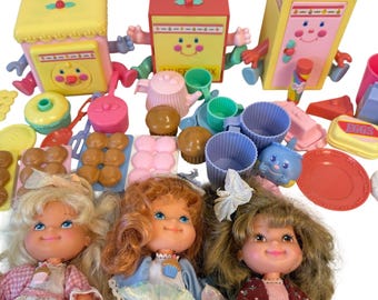 CHERRY MERRY MUFFIN Vintage Mattel Puppen Lot 1980er Jahre Puppenküche Spielküche 45 Teile !