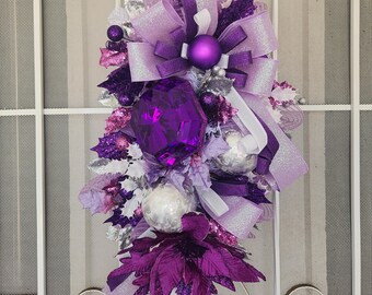 Purple Velvet Magnolia Swag: Silver Glitter Christmas Wreath - Etsy
