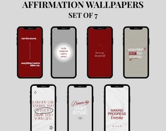 7 Aesthetic Affirmation Phone Wallpapers | JPG Bundle | Digital Download