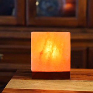 ApexGlobal Natural Himalayan Salt / Rock Crystal Cube Shaped Lamp with Dimmer Switch and Extra Bulb (6 inches, 10.5 lbs.) Best Gift Item