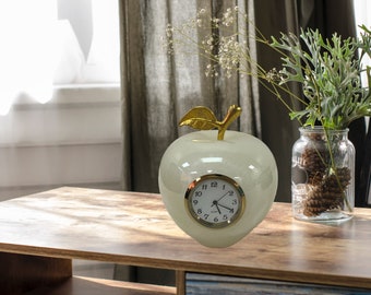 ApexGlobal Decorative Marble Apple Clock (Clock is Inoperative-for Decorative Purpose only) Handcrafted Marble, Unique Home décor.