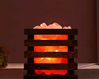 ApexGlobal Himalayan Crystal Salt Lamp Wooden Basket, Decoration for Yoga, Bedroom, Light Dimmer Switch and Extra Bulb 11 in, 5 kg Best Gift