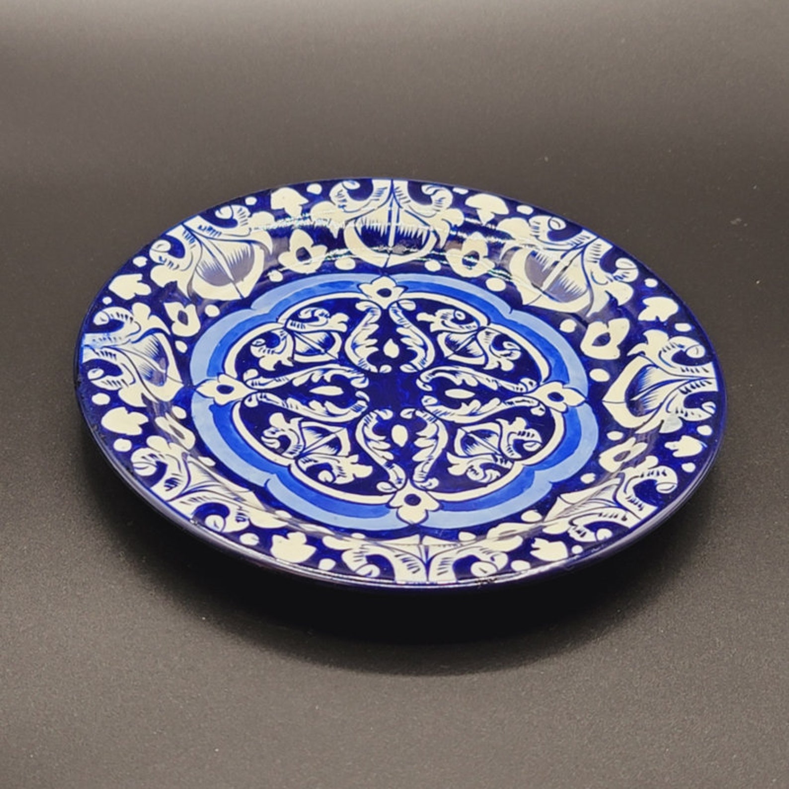 Apexglobal Blue Pottery Dinner Plate. Handcrafted Ceramic Etsy Canada