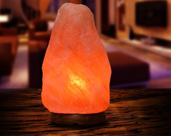 ApexGlobal Himalayan Natural Pink Salt Lamp, Hand Crafted Natural Warm Amber Glow I Dimmer Switch Wooden Base & Extra Bulb 10 Best Gift Item
