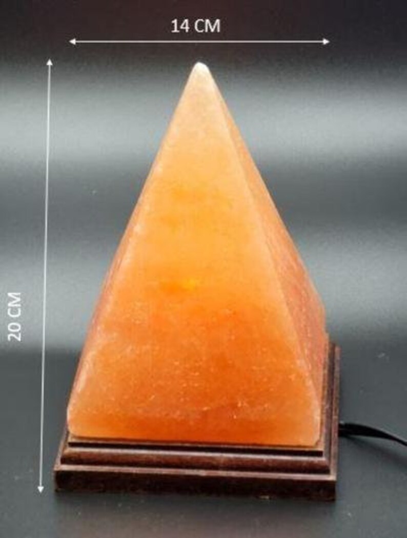 ApexGlobal Himalayan Pink Salt Lamp Pyramid, Individually Hand Crafted Himalayan Pink Salt Lamps, Amber Glow, Wooden Base Best Gift Item image 7