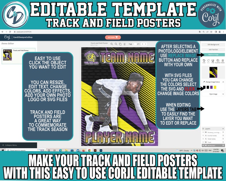 EDITABLE and PRINTABLE Track Poster Template Custom Sports - Etsy