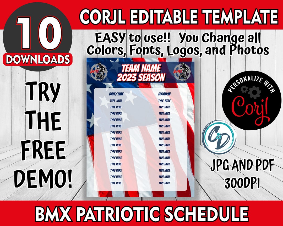 EDITABLE and PRINTABLE Bmx Racing Schedule Template Custom Etsy
