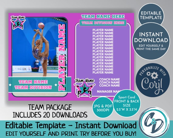 EDITABLE and PRINTABLE Gymnastics Trading Card Template - Etsy Hong Kong