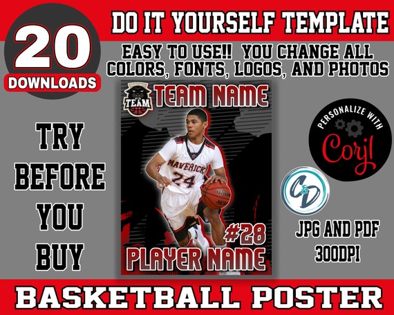 EDITABLE and PRINTABLE Basketball Poster Template Custom - Etsy
