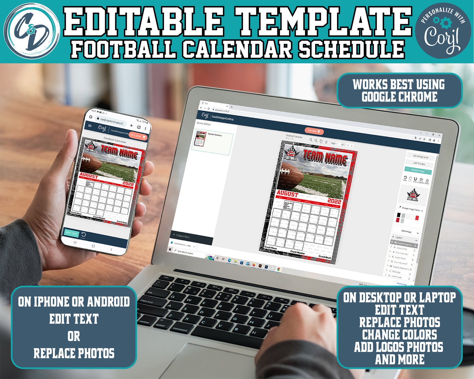 EDITABLE and PRINTABLE Football Calendar Schedule Template Etsy