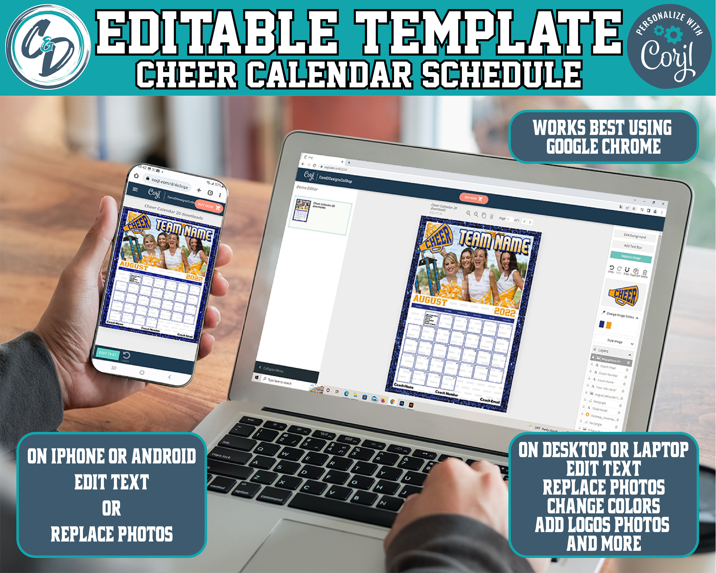 EDITABLE and PRINTABLE Cheer Calendar Schedule Template Etsy