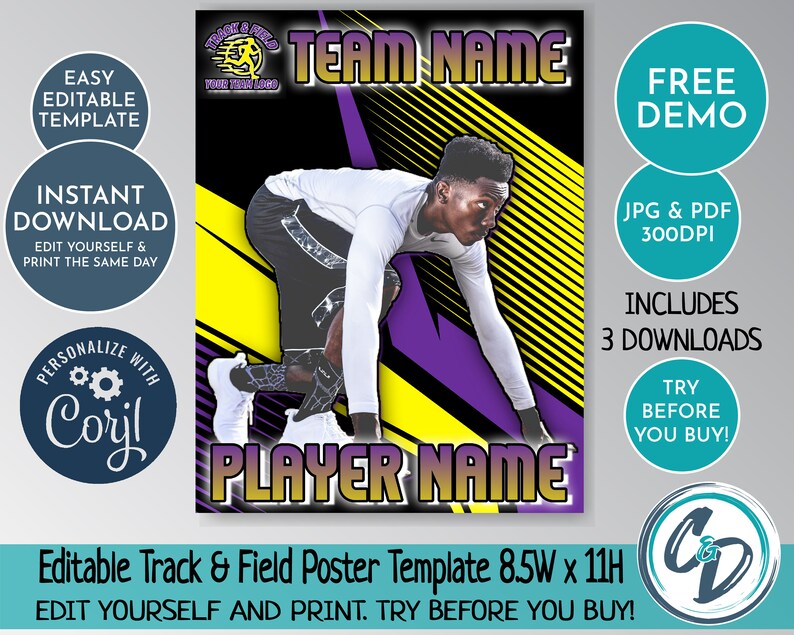 EDITABLE and PRINTABLE Track Poster Template Custom Sports - Etsy