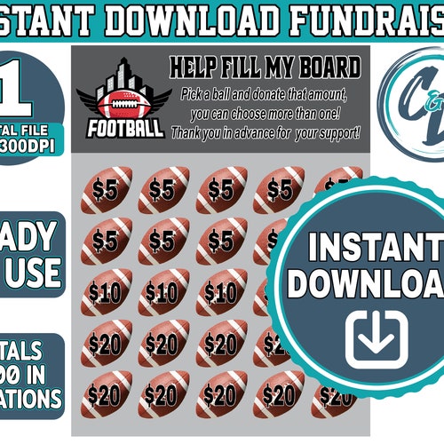 Football Fundraiser Help Fill My Board Etsy